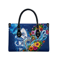 American Samoa Pago Pago Leather Bag Sea Turtle And Fruit Bat - Tropical Hibiscus Flowers Polynesian
