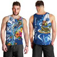 American Samoa Pago Pago Men Tank Top Sea Turtle And Fruit Bat - Tropical Hibiscus Flowers Polynesian
