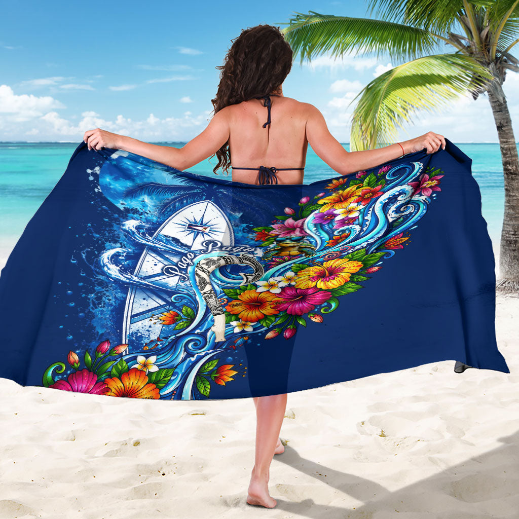 American Samoa Pago Pago Sarong Sea Turtle And Fruit Bat - Tropical Hibiscus Flowers Polynesian