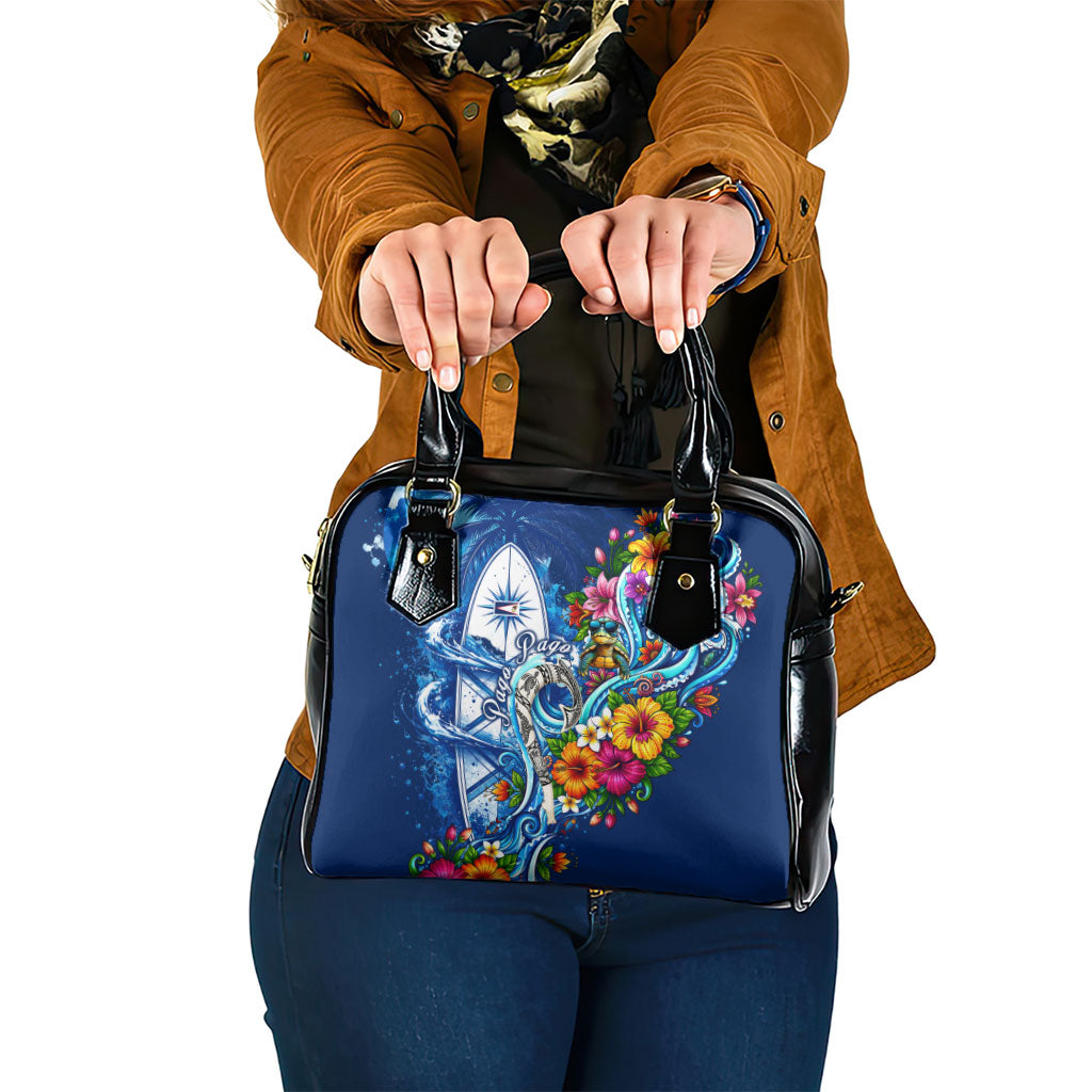American Samoa Pago Pago Shoulder Handbag Sea Turtle And Fruit Bat - Tropical Hibiscus Flowers Polynesian
