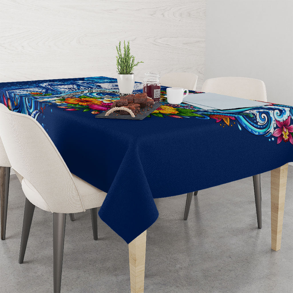 American Samoa Pago Pago Tablecloth Sea Turtle And Fruit Bat - Tropical Hibiscus Flowers Polynesian