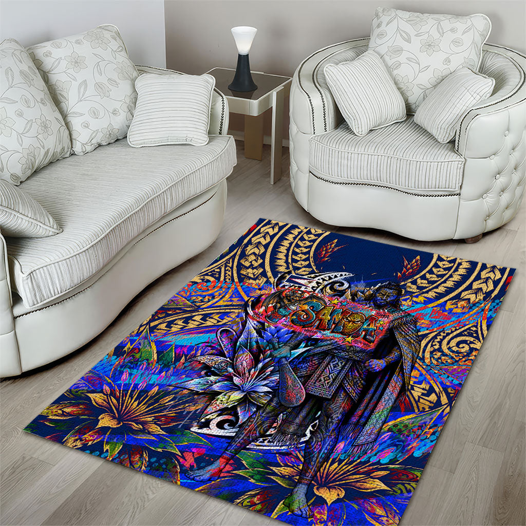 American Samoa Warrior Area Rug Polynesian Fruit Bat Talofa Urban Graffiti Street Art