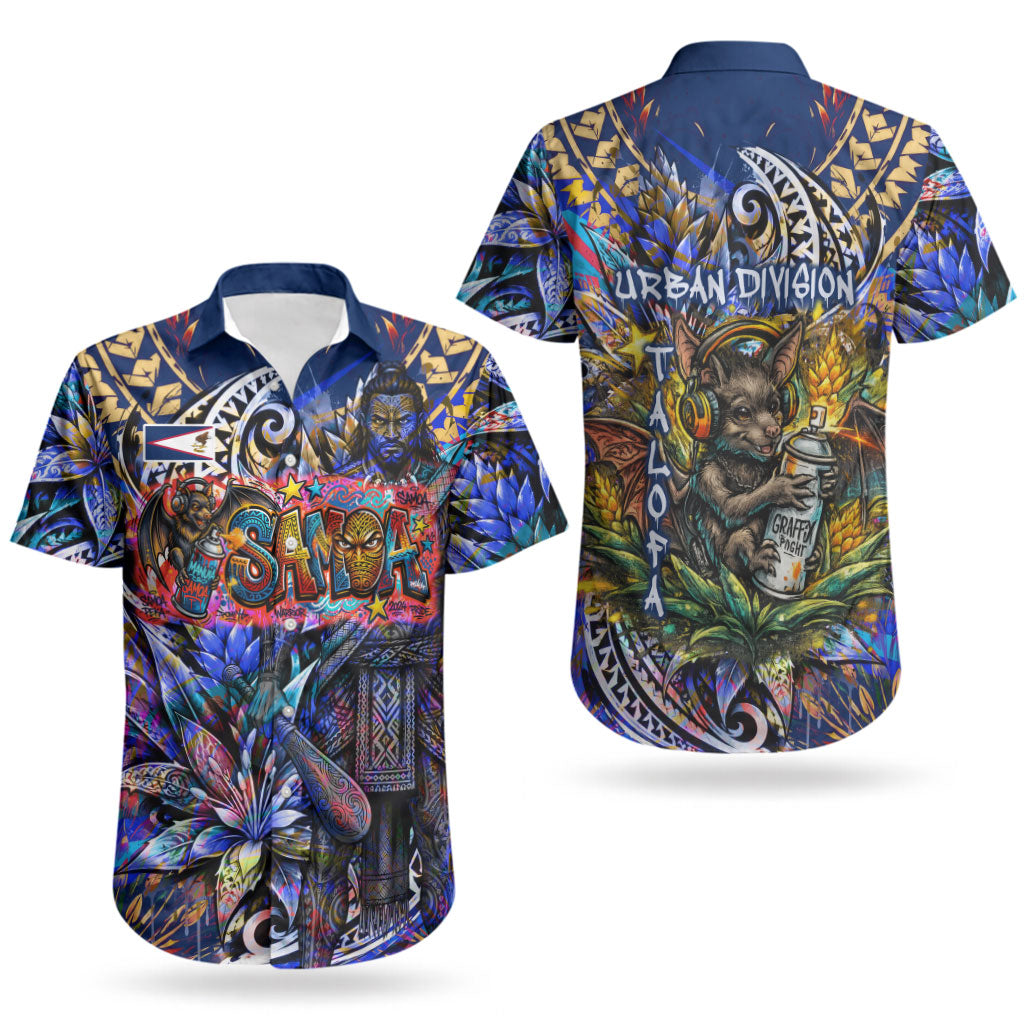 American Samoa Warrior Couples Matching Mermaid Dress and Hawaiian Shirt Polynesian Fruit Bat Talofa Urban Graffiti Street Art TS04 - Polynesian Pride