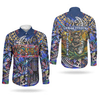 American Samoa Warrior Couples Matching Short Sleeve Bodycon Dress and Long Sleeve Button Shirt Polynesian Fruit Bat Talofa Urban Graffiti Street Art