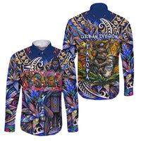 American Samoa Warrior Family Matching Off Shoulder Maxi Dress and Hawaiian Shirt Polynesian Fruit Bat Talofa Urban Graffiti Street Art