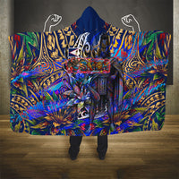 American Samoa Warrior Hooded Blanket Polynesian Fruit Bat Talofa Urban Graffiti Street Art