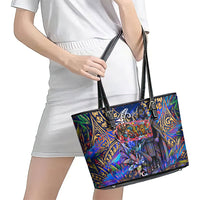 American Samoa Warrior Leather Tote Bag Polynesian Fruit Bat Talofa Urban Graffiti Street Art