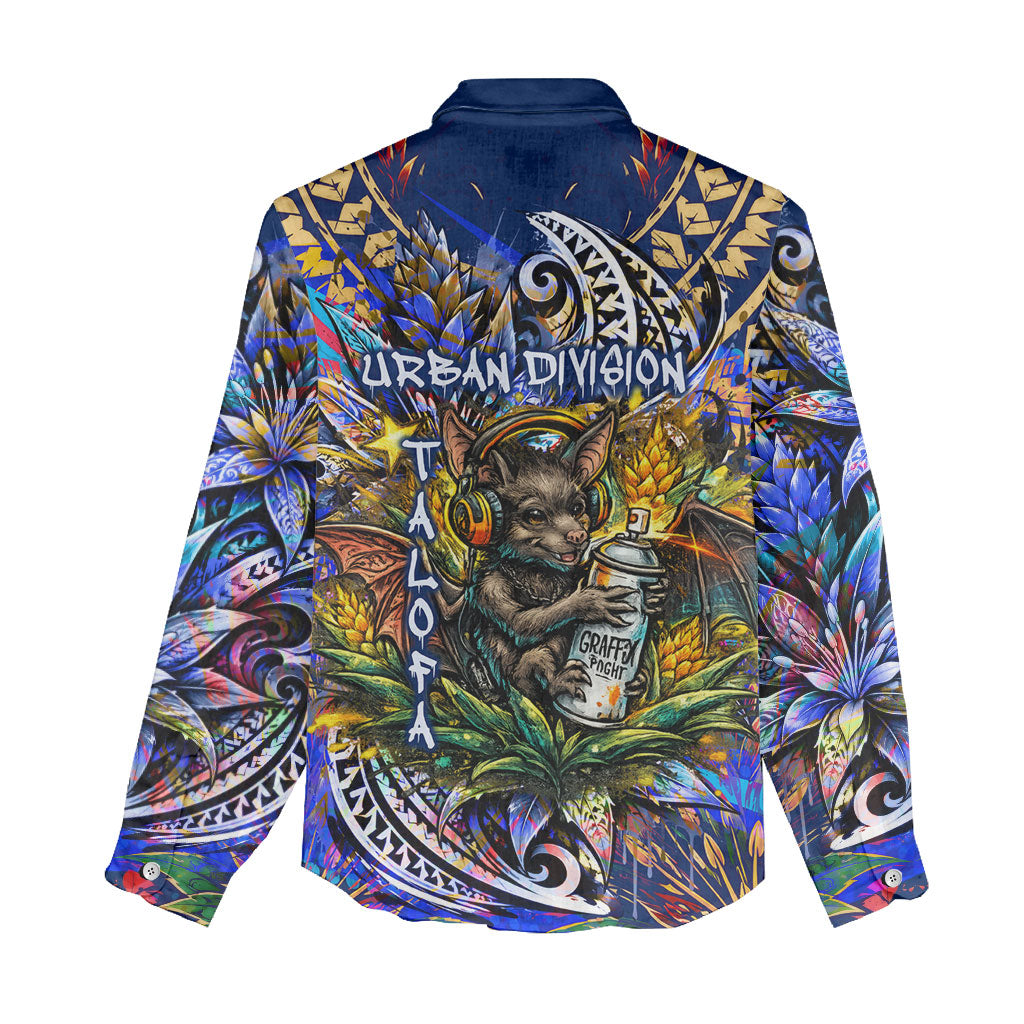 American Samoa Warrior Women Casual Shirt Polynesian Fruit Bat Talofa Urban Graffiti Street Art