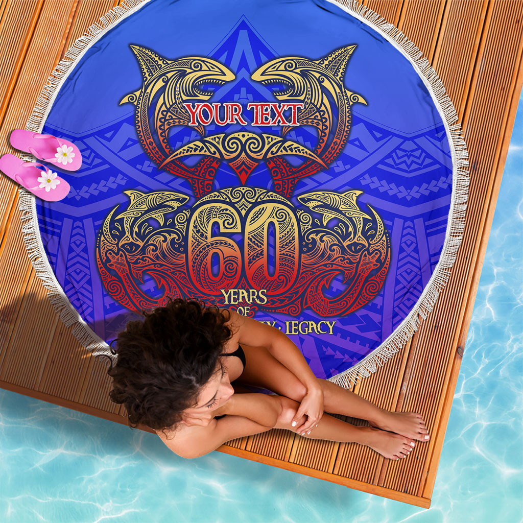 Personalized Polynesian 60th Birthday Beach Blanket Polynesian Tribal Art Vintage Ocean Pattern TS04 - Polynesian Pride
