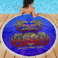 Personalized Polynesian 60th Birthday Beach Blanket Polynesian Tribal Art Vintage Ocean Pattern TS04 - Polynesian Pride