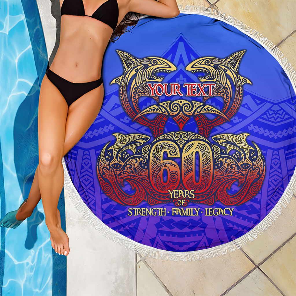 Personalized Polynesian 60th Birthday Beach Blanket Polynesian Tribal Art Vintage Ocean Pattern TS04 - Polynesian Pride