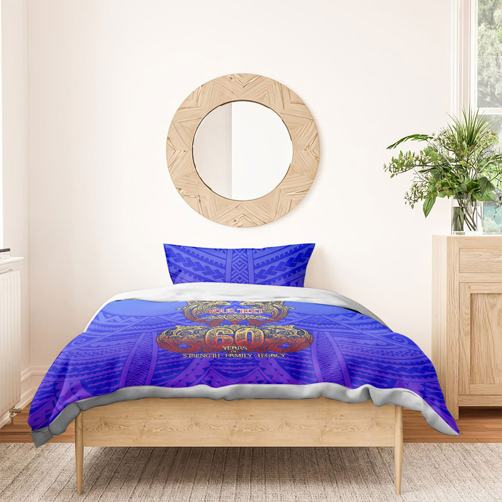 Personalized Polynesian 60th Birthday Bedding Set Polynesian Tribal Art Vintage Ocean Pattern TS04 - Polynesian Pride