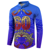 Personalized Polynesian 60th Birthday Button Sweatshirt Polynesian Tribal Art Vintage Ocean Pattern TS04 - Polynesian Pride