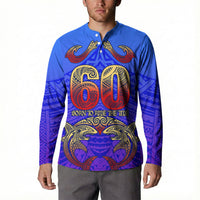 Personalized Polynesian 60th Birthday Button Sweatshirt Polynesian Tribal Art Vintage Ocean Pattern TS04 - Polynesian Pride