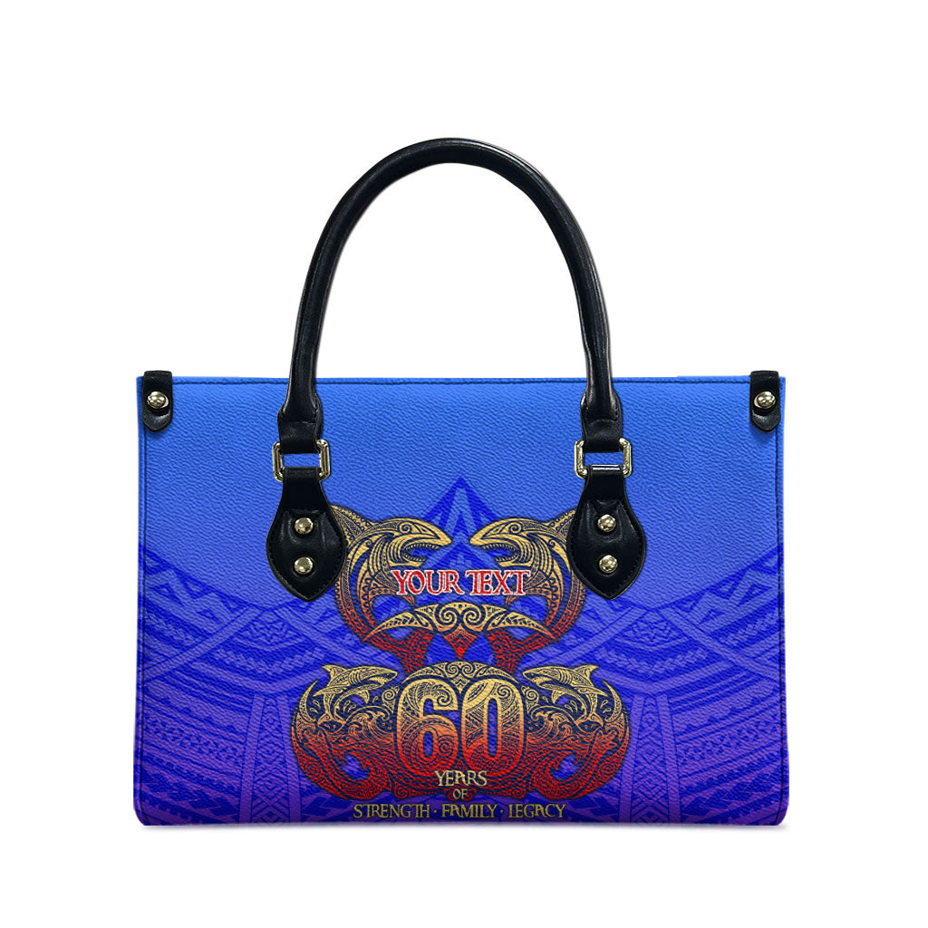 Personalized Polynesian 60th Birthday Leather Bag Polynesian Tribal Art Vintage Ocean Pattern TS04 - Polynesian Pride