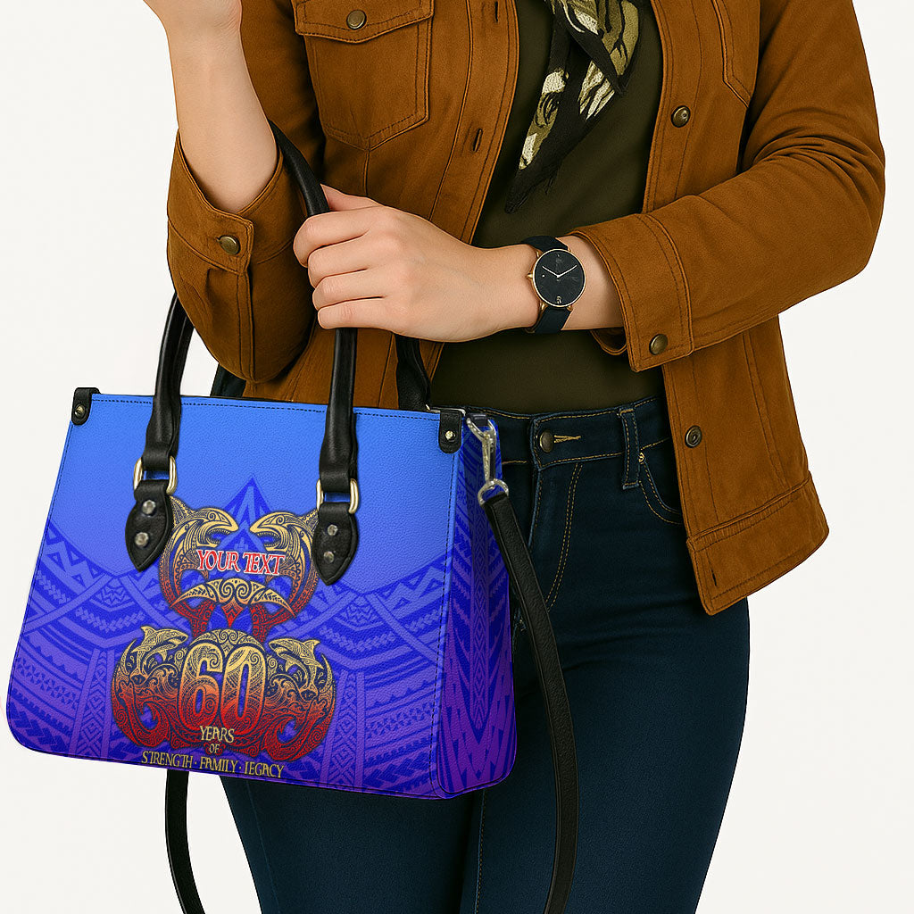 Personalized Polynesian 60th Birthday Leather Bag Polynesian Tribal Art Vintage Ocean Pattern TS04 - Polynesian Pride