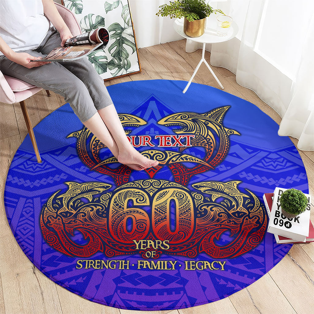Personalized Polynesian 60th Birthday Round Carpet Polynesian Tribal Art Vintage Ocean Pattern TS04 - Polynesian Pride