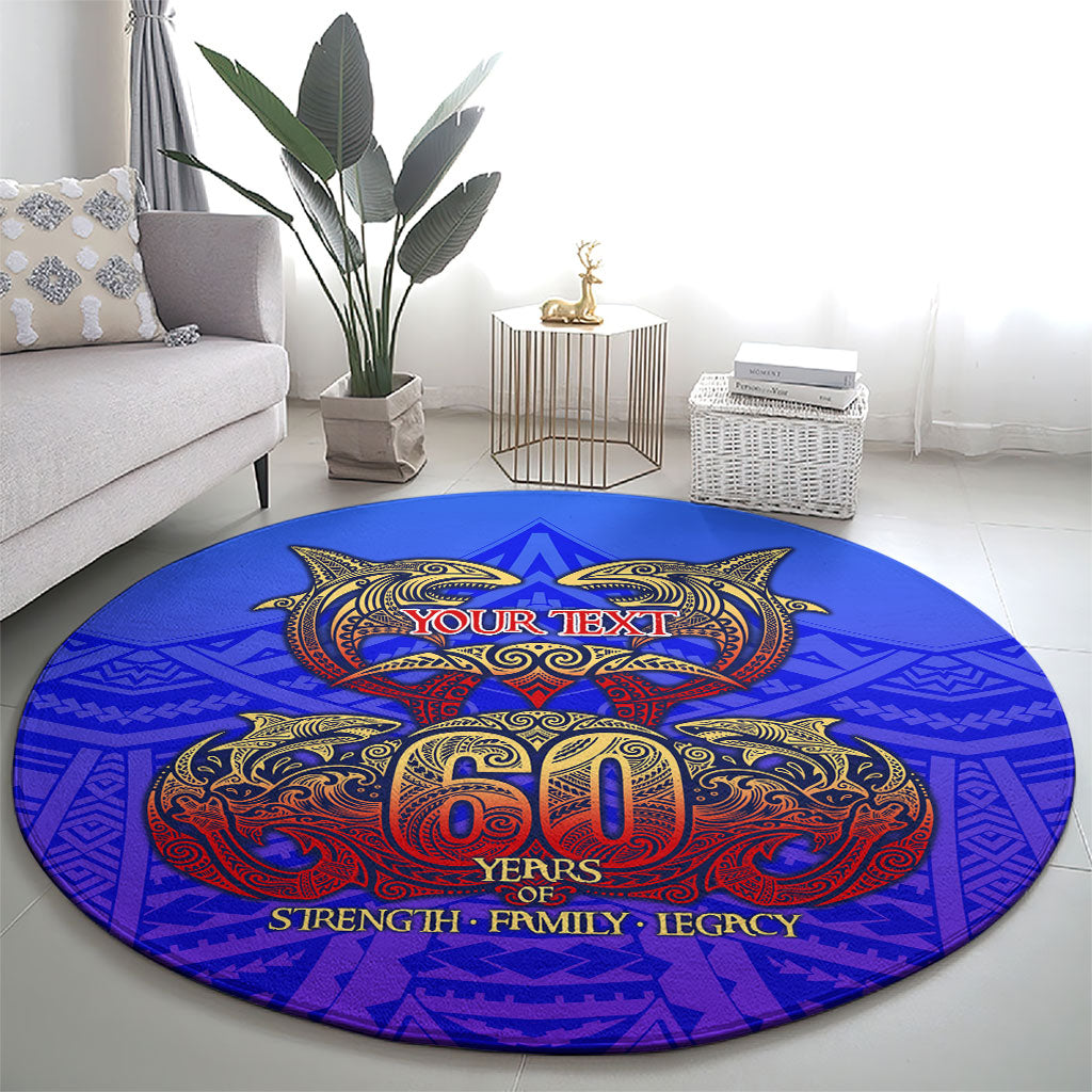 Personalized Polynesian 60th Birthday Round Carpet Polynesian Tribal Art Vintage Ocean Pattern TS04 - Polynesian Pride