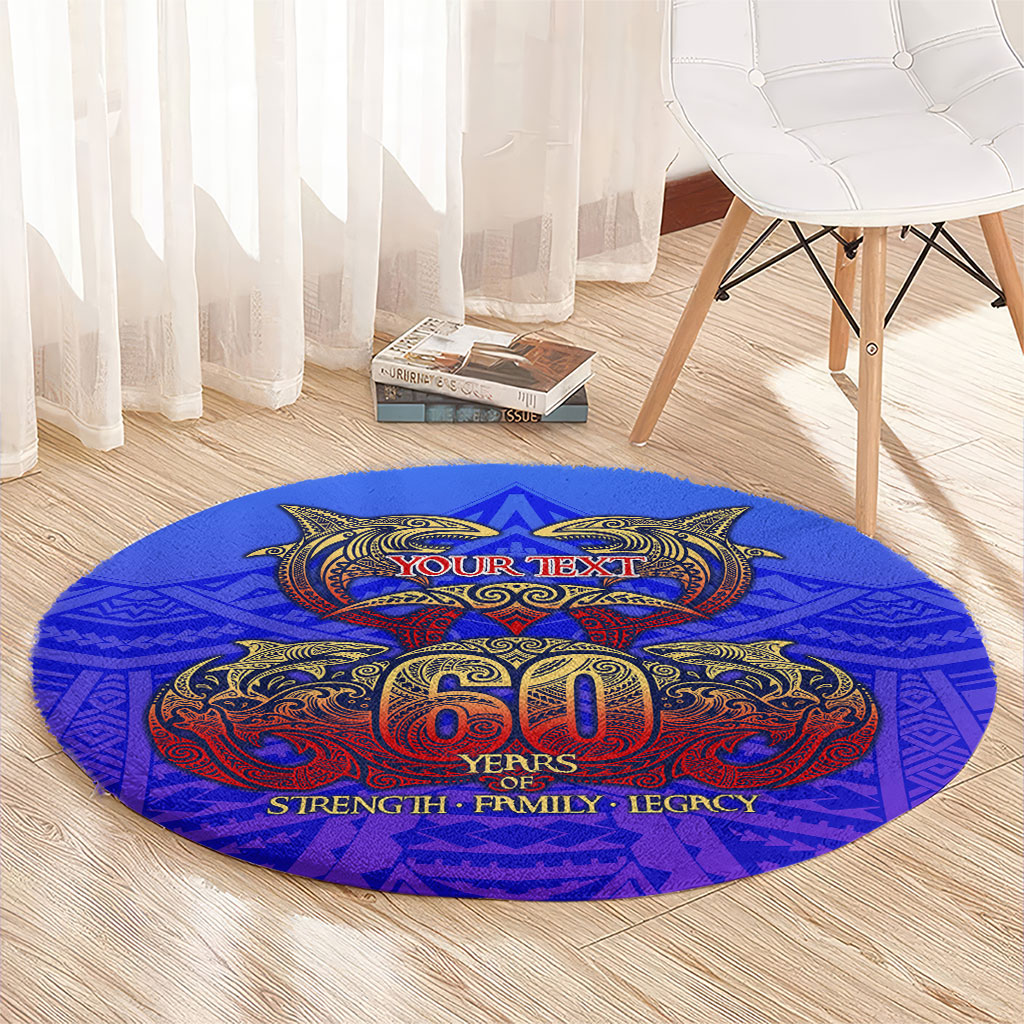 Personalized Polynesian 60th Birthday Round Carpet Polynesian Tribal Art Vintage Ocean Pattern TS04 - Polynesian Pride