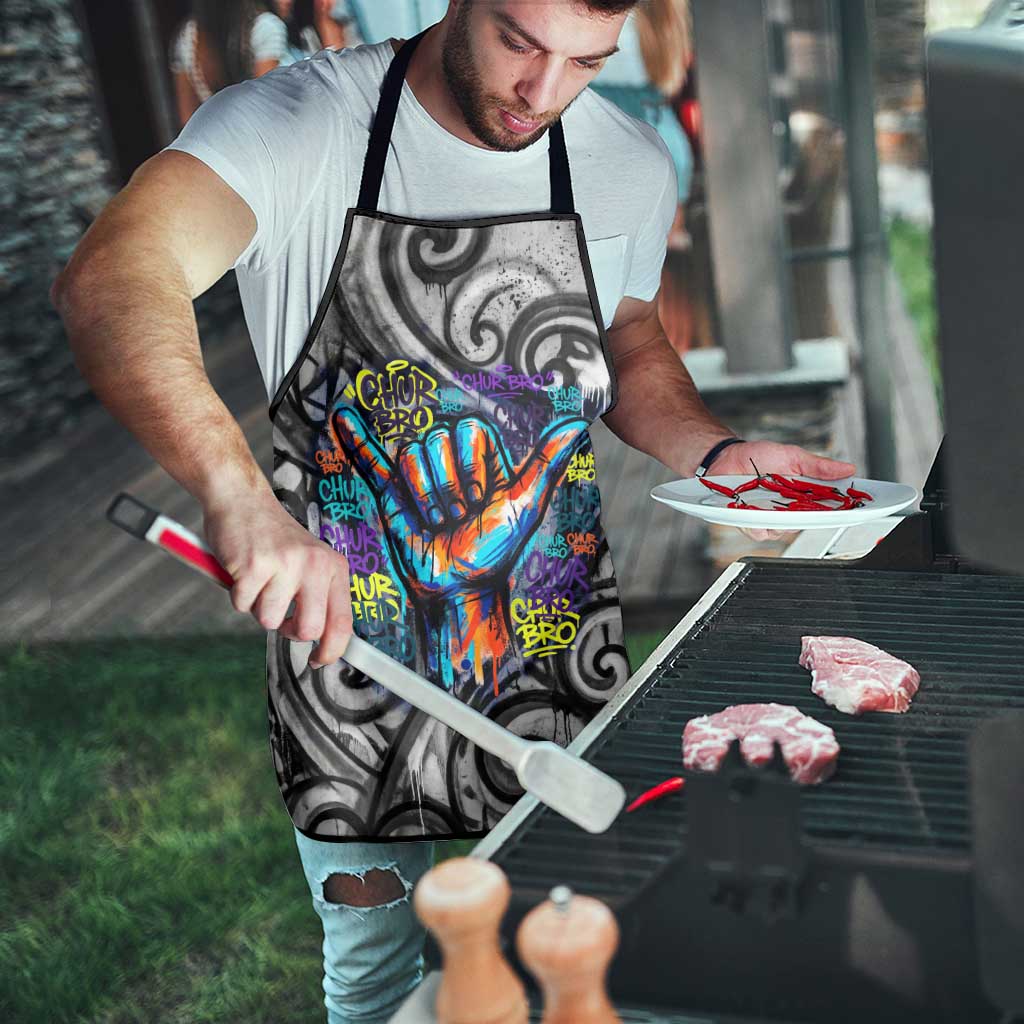 Chur Bro Shaka Sign Apron New Zealand Koru Colorful Graffiti Splash