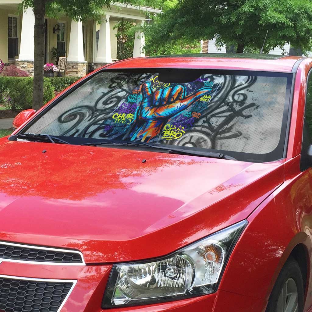 Chur Bro Shaka Sign Auto Sun Shade New Zealand Koru Colorful Graffiti Splash