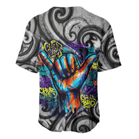 Chur Bro Shaka Sign Baseball Jersey New Zealand Koru Colorful Graffiti Splash
