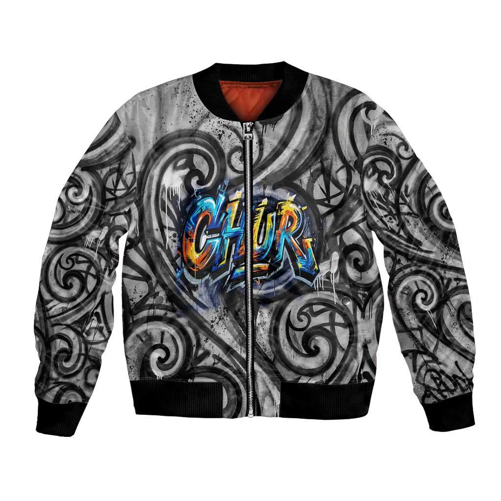 Chur Bro Shaka Sign Bomber Jacket New Zealand Koru Colorful Graffiti Splash TS04 Unisex Multicolor - Polynesian Pride