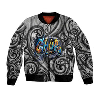 Chur Bro Shaka Sign Bomber Jacket New Zealand Koru Colorful Graffiti Splash TS04 Unisex Multicolor - Polynesian Pride