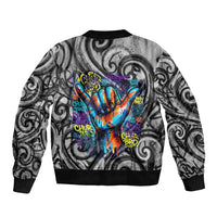 Chur Bro Shaka Sign Bomber Jacket New Zealand Koru Colorful Graffiti Splash TS04 - Polynesian Pride