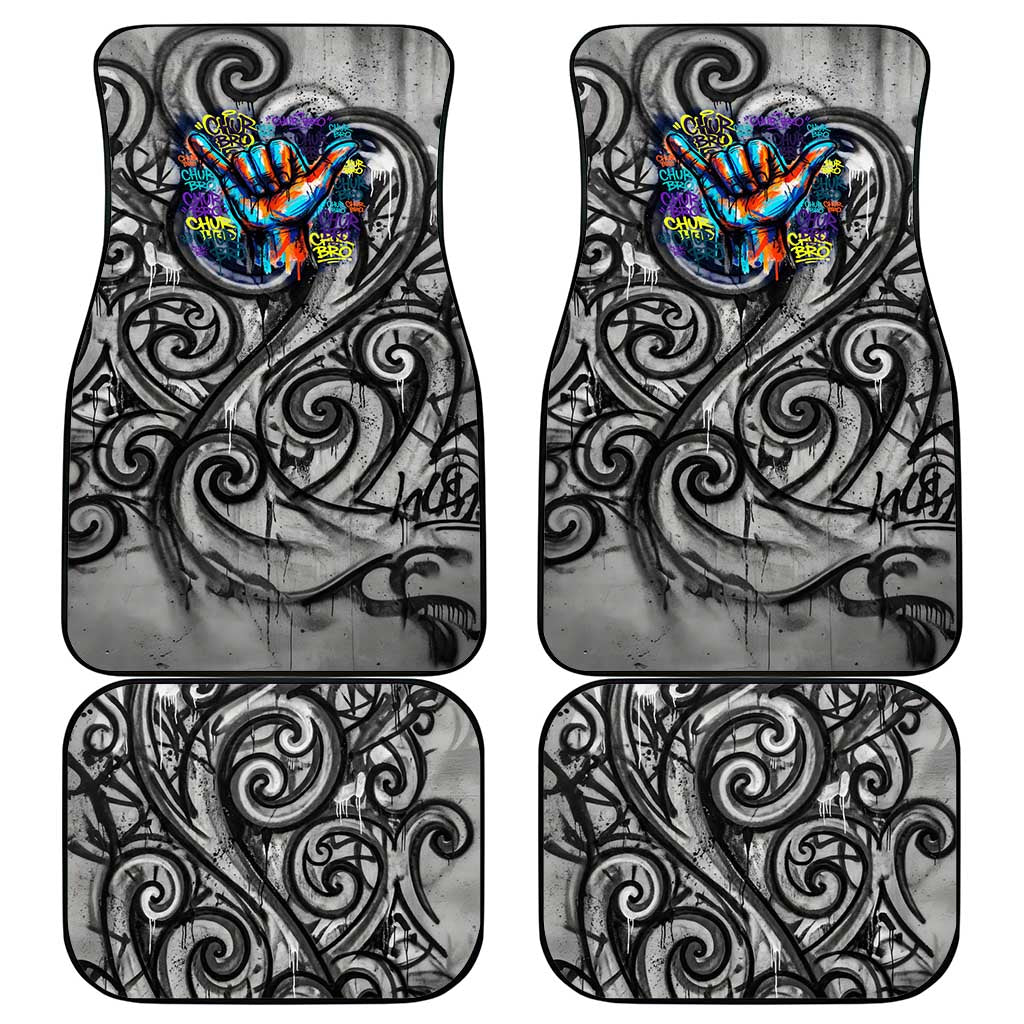 Chur Bro Shaka Sign Car Mats New Zealand Koru Colorful Graffiti Splash