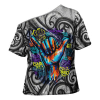 Chur Bro Shaka Sign Cross Shoulder Shirt New Zealand Koru Colorful Graffiti Splash TS04 - Polynesian Pride