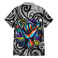 Chur Bro Shaka Sign Family Matching Off The Shoulder Long Sleeve Dress and Hawaiian Shirt New Zealand Koru Colorful Graffiti Splash