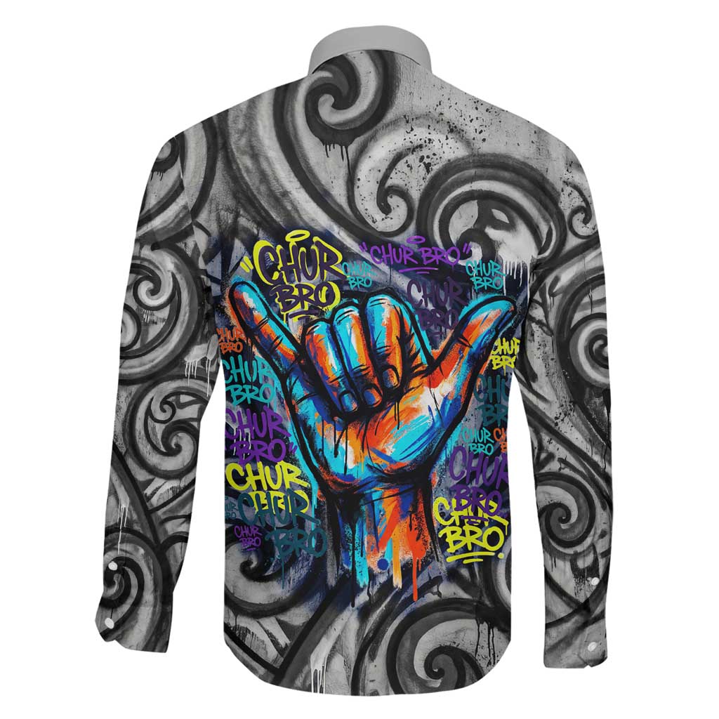 Chur Bro Shaka Sign Family Matching Off Shoulder Maxi Dress and Hawaiian Shirt New Zealand Koru Colorful Graffiti Splash