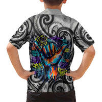 Chur Bro Shaka Sign Family Matching Tank Maxi Dress and Hawaiian Shirt New Zealand Koru Colorful Graffiti Splash
