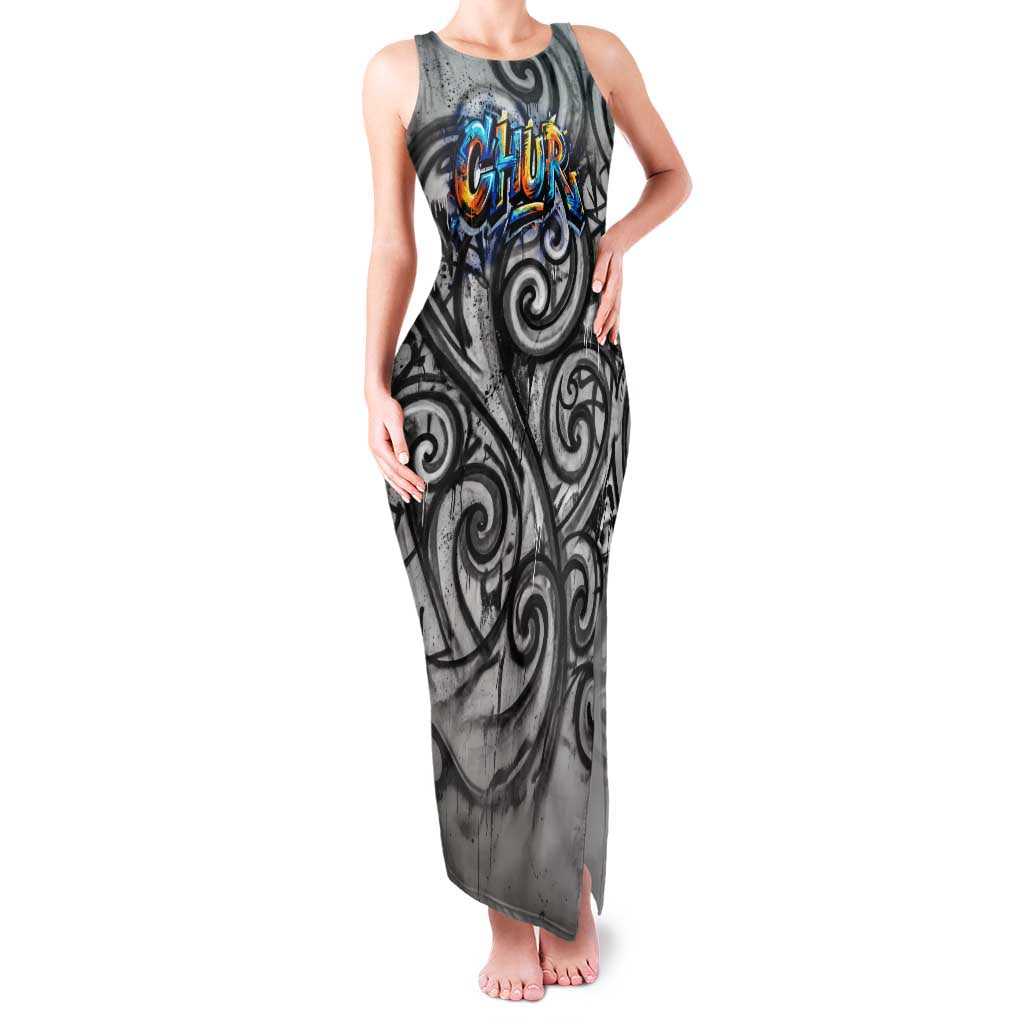Chur Bro Shaka Sign Family Matching Tank Maxi Dress and Hawaiian Shirt New Zealand Koru Colorful Graffiti Splash