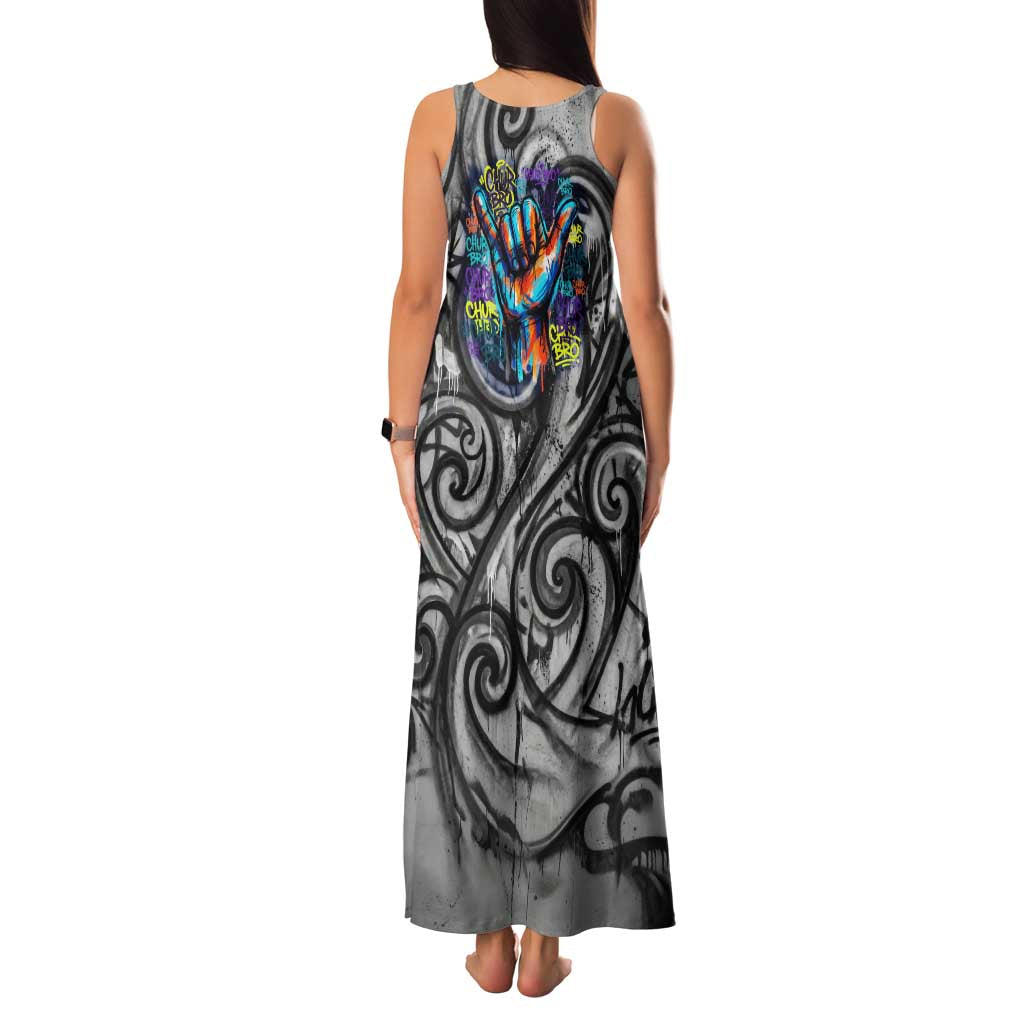 Chur Bro Shaka Sign Family Matching Tank Maxi Dress and Hawaiian Shirt New Zealand Koru Colorful Graffiti Splash