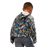 Chur Bro Shaka Sign Kid Hoodie New Zealand Koru Colorful Graffiti Splash