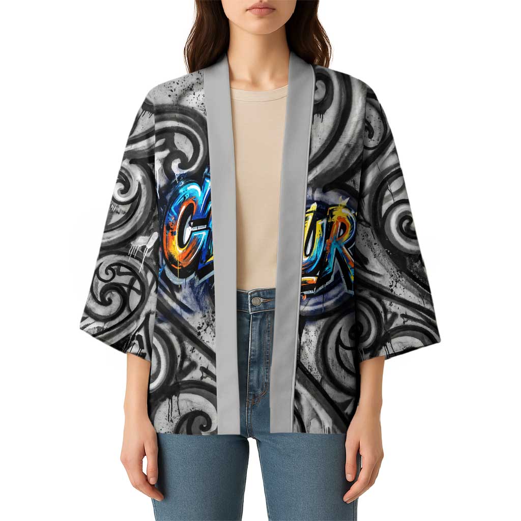 Chur Bro Shaka Sign Kimono New Zealand Koru Colorful Graffiti Splash