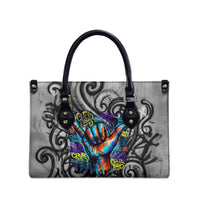 Chur Bro Shaka Sign Leather Bag New Zealand Koru Colorful Graffiti Splash