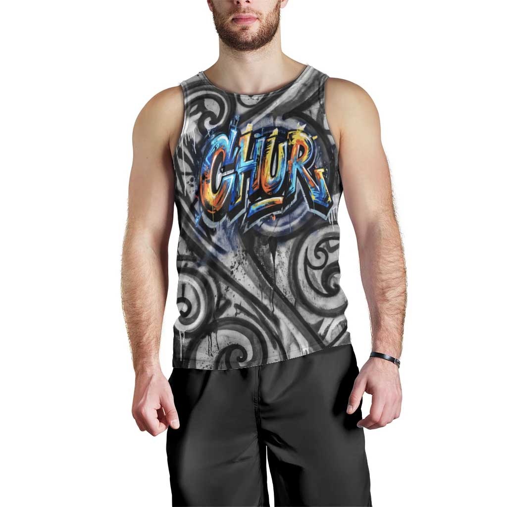 Chur Bro Shaka Sign Men Tank Top New Zealand Koru Colorful Graffiti Splash