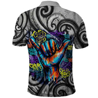 Chur Bro Shaka Sign Polo Shirt New Zealand Koru Colorful Graffiti Splash