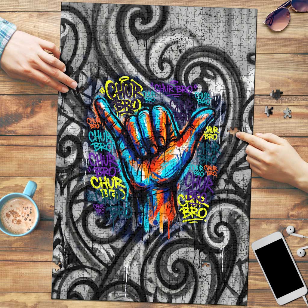 Chur Bro Shaka Sign Puzzle New Zealand Koru Colorful Graffiti Splash TS04 Multicolor - Polynesian Pride