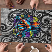 Chur Bro Shaka Sign Puzzle New Zealand Koru Colorful Graffiti Splash TS04 - Polynesian Pride