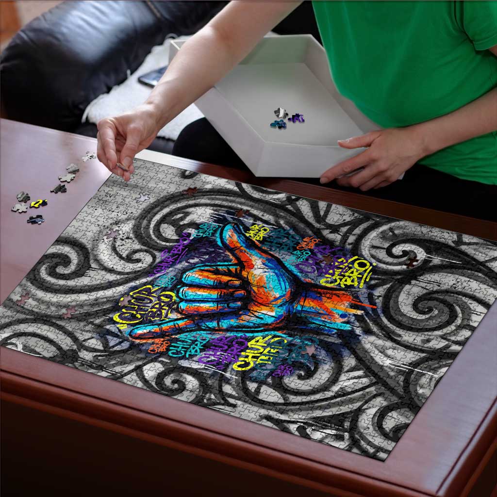 Chur Bro Shaka Sign Puzzle New Zealand Koru Colorful Graffiti Splash TS04 - Polynesian Pride