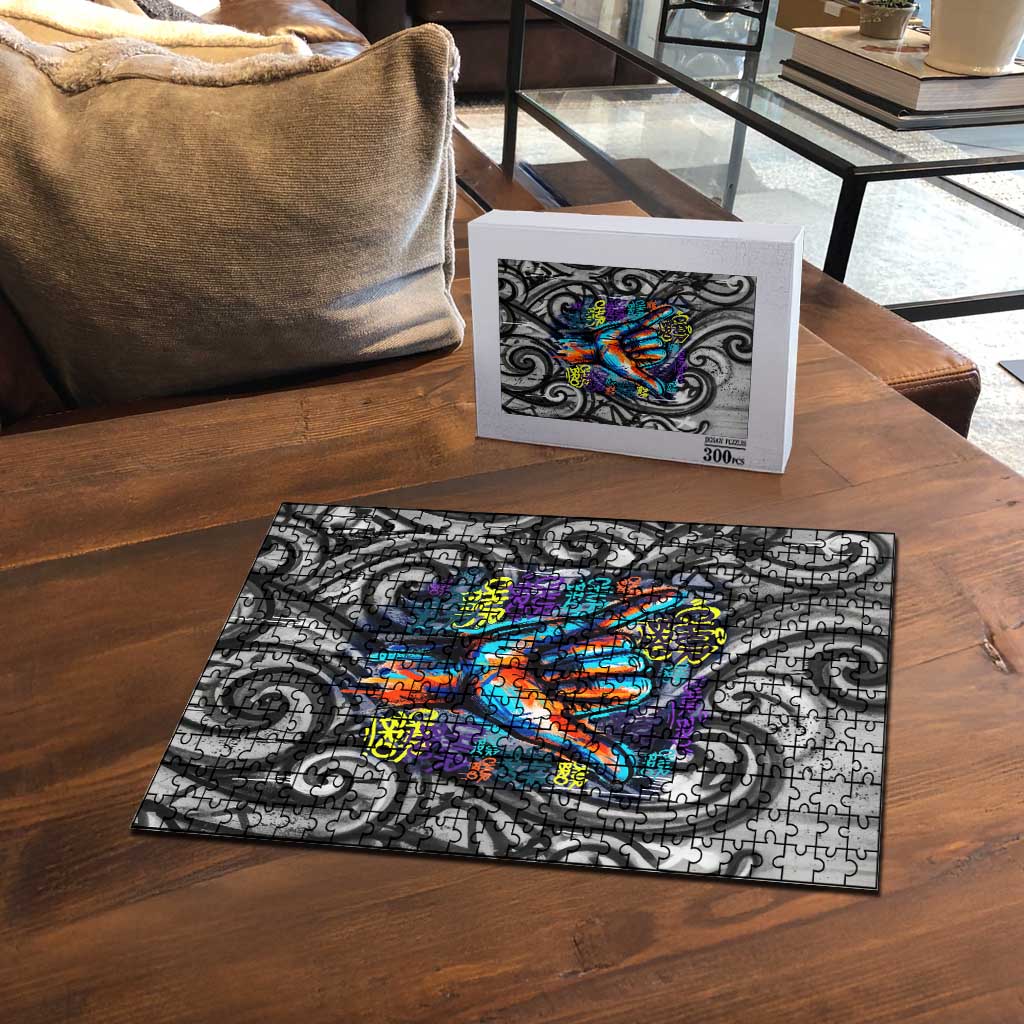 Chur Bro Shaka Sign Puzzle New Zealand Koru Colorful Graffiti Splash TS04 - Polynesian Pride