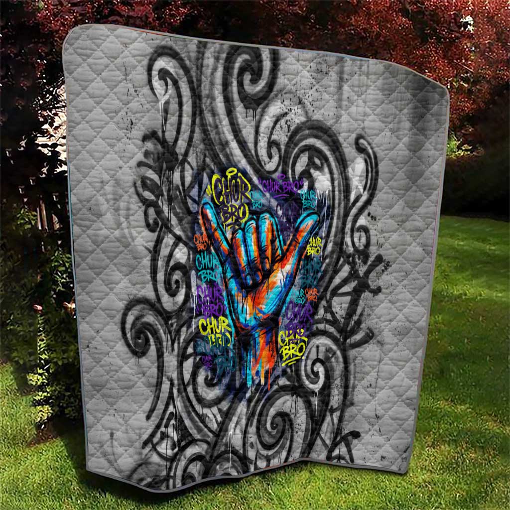 Chur Bro Shaka Sign Quilt New Zealand Koru Colorful Graffiti Splash