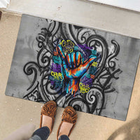 Chur Bro Shaka Sign Rubber Doormat New Zealand Koru Colorful Graffiti Splash