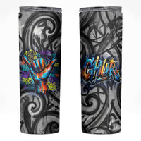 Chur Bro Shaka Sign Skinny Tumbler New Zealand Koru Colorful Graffiti Splash