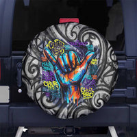 Chur Bro Shaka Sign Spare Tire Cover New Zealand Koru Colorful Graffiti Splash