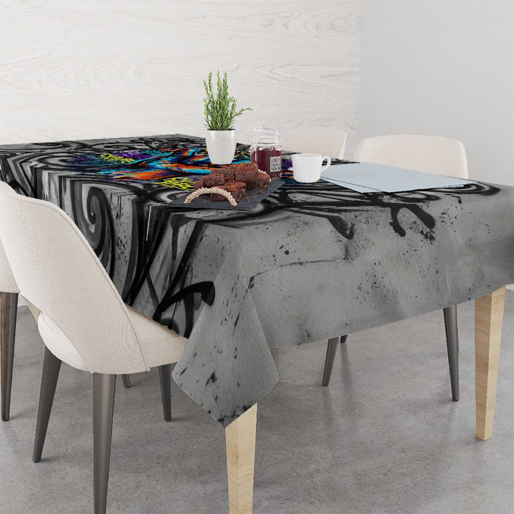 Chur Bro Shaka Sign Tablecloth New Zealand Koru Colorful Graffiti Splash
